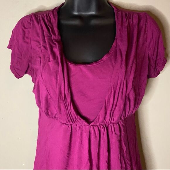 Motherhood Nursing Wear Purple Short Sleeve Blouse - Picture 3 of 9